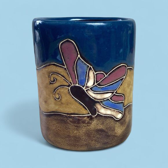 Mara Mexico Stoneware Butterfly Mug 14 oz Handcrafted Boho Coffee Cup Ceramic - Picture 1 of 7